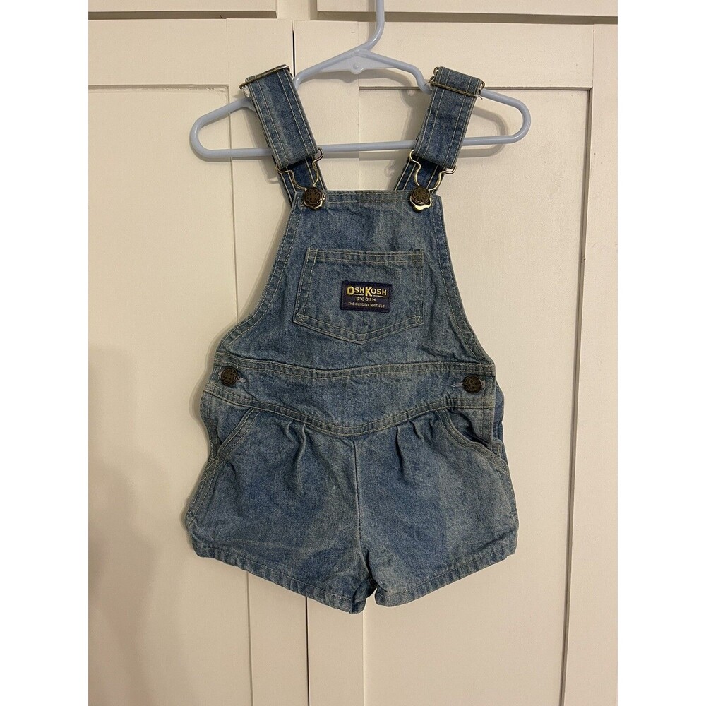 Vintage 90s OshKosh B’Gosh Overall Shorts Vestbak Denim Blue Sz 3 T